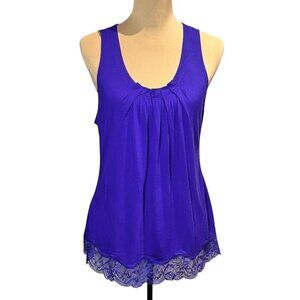 VTG Y2K Express Tank Top Sz.M Purple Lace Trim Scoop Neck